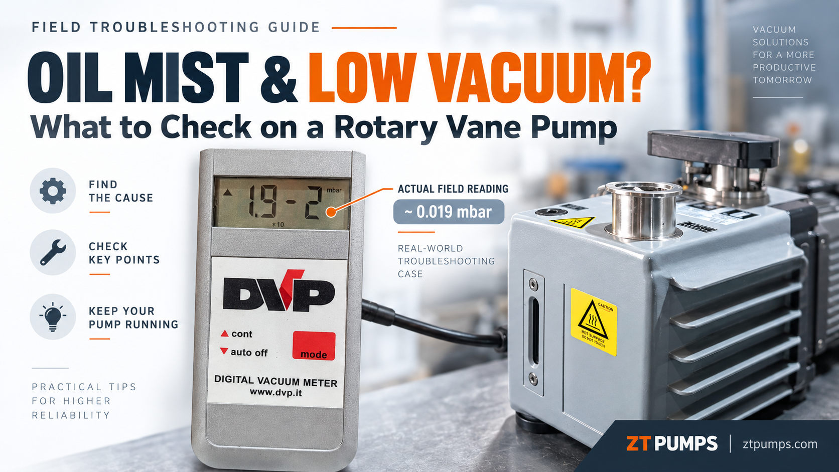 Rotary Vane Vacuum Pump Blowing Oil Mist and Not Reaching Ultimate Pressure? What to Check
