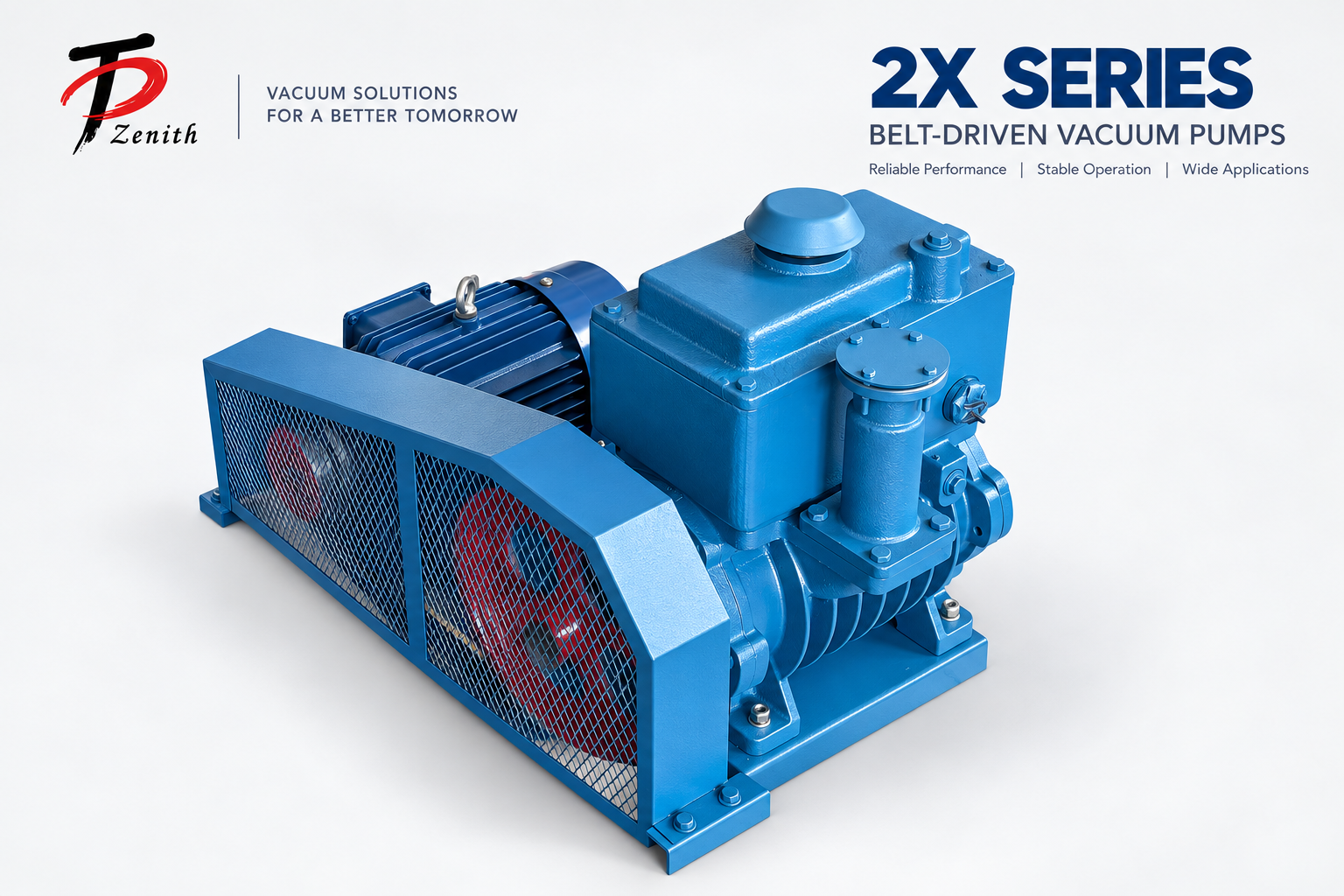 2X belt-driven two-stage rotary vane vacuum pump with guarded transmission