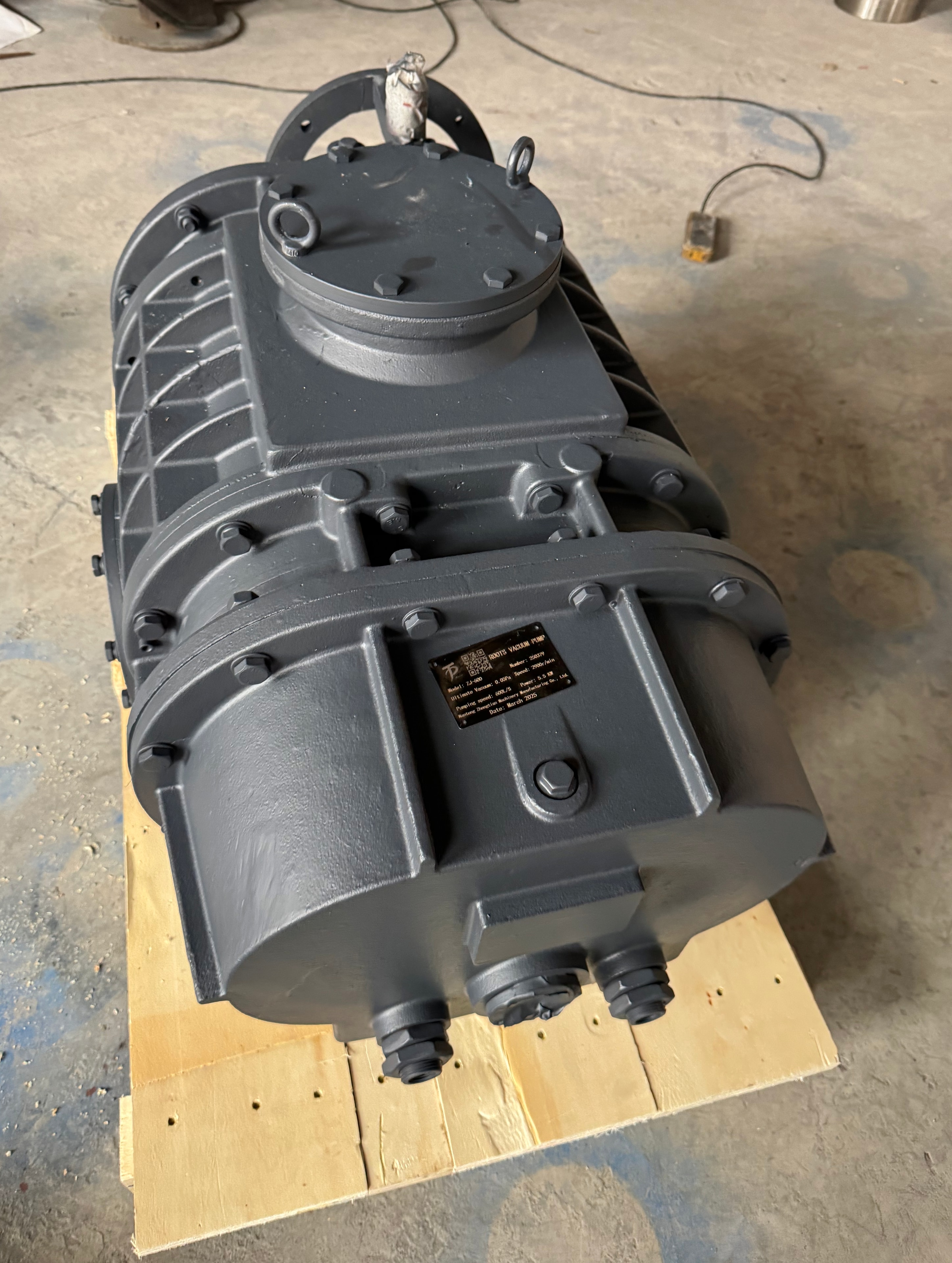 ZJ Series Roots vacuum pump — nameplate and rating plate